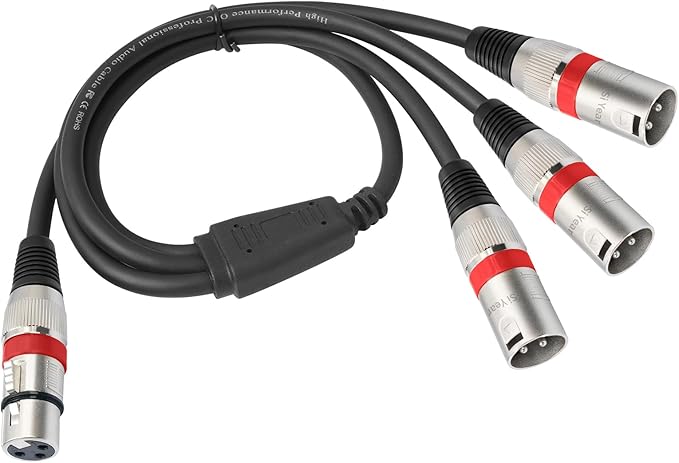 SiYear XLR Splitter Cable 3 Way - 1 XLR Female to 3 Male Patch Y Cable Balanced Microphone Splitter 3 in 1 Cord Audio Adapter (60cm/2FT)