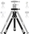 LEOFOTO Carbon Fiber Mini Table Tripod with Ball Head for Camera, Lightweight Desktop Tripod with Base, 1/4" Arca QR Plate for Phone Adaptor/Projector, Max Height 10.43", Max Load 11LB, MT-02C Plus