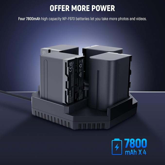 NEEWER NP-F970 4Pcs 7800mAh Replacement Batteries &100W PD 4 Channel OLED Fast - Image 5