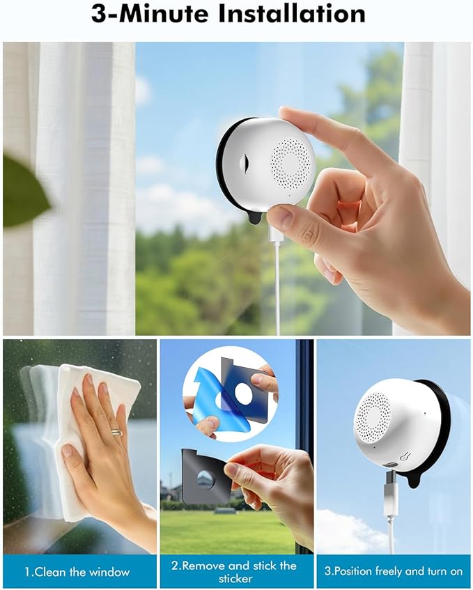 3MP 2K Window Security Camera, 5G & 2.4GHz WiFi Indoor Camera for Home Security with Starlight Color Night Vision, 24/7 Recording, Motion Detection, Easy & Quick Window Mount for Outdoor Monitoring