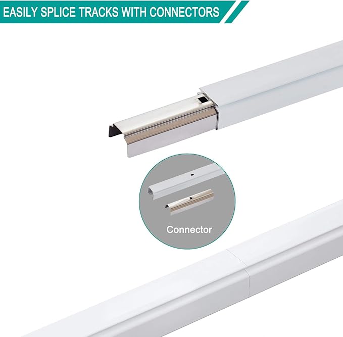 ChadMade Ceiling/Wall Mount Curtain Track Rod Set with Hooks, 6ft - 9ft Adjustable Length Window Rod Track Curtain Rail System For Living Room Bedroom, Work with Grommet and Pinch Pleated Curtain
