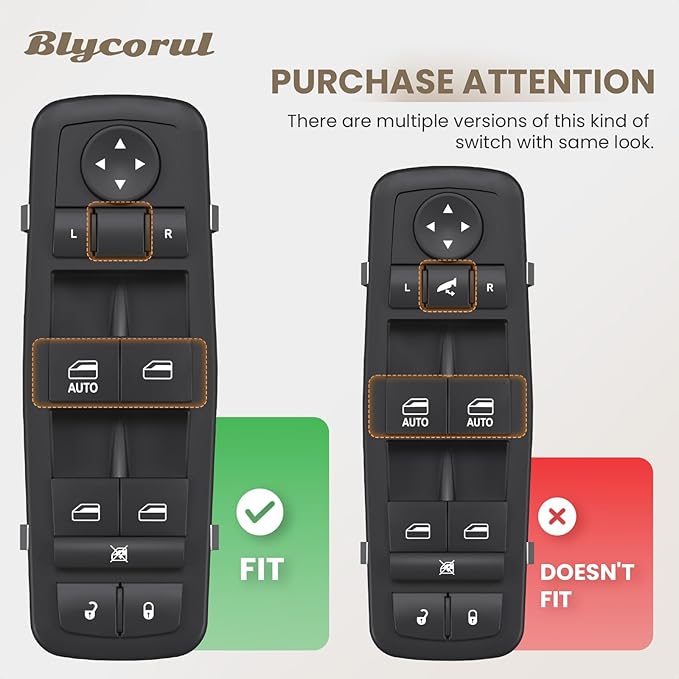 Blycorul Master Power Window Switch Driver Side Control Button Door Lock Replacement for 2011-2016 Dodge Journey Left Front Main Switch with 8+13 Pins Replaces#68084001AD, 68084001AC, 68084001AB