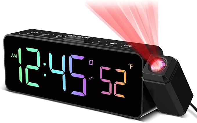 Netzu Projection Alarm Clock for Bedroom Ceiling, Small Compact Plug-in Digital by Netzu