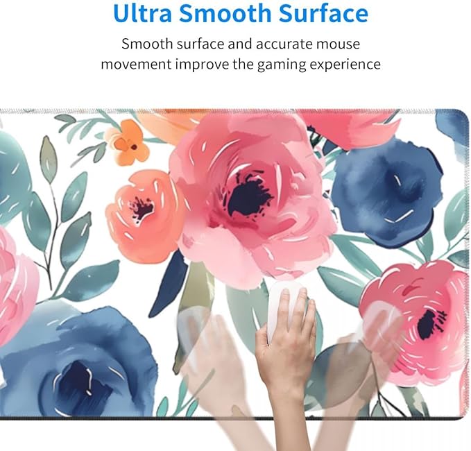 CANFLASHION Desk Pad,Office Desk Mat 31.5"×11.8" Large Gaming Mouse Pad,Durable Extended Computer Mouse Pad,Waterproof Thick Big Mouse Pads with Non-Slip Rubber Base Office Home Watercolor Floral
