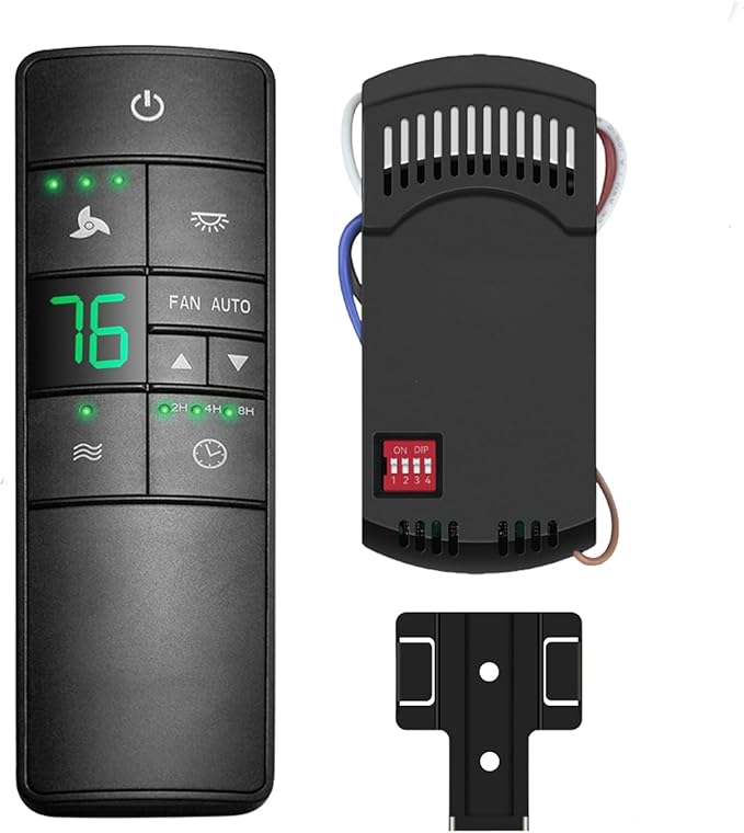 Hampton Bay Universal Ceiling Fan Thermostatic Remote Control Kit with Wall Holder for Hunter Home Decor Harbor Breeze，3-Speed Light Dimmer Timer Replacement for HD3 TR222A 98108 98130 98101 98131