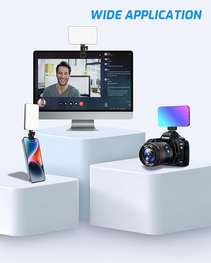 5000 mAh Portable Selfie Light for iPhone: RGB Rechargeable Phone Fill Lights, Ring Light for Camera Picture, Makeup Photo, Video Conferences, Laptop Use, Zoom Meetings, TikTok, Vlog Photography