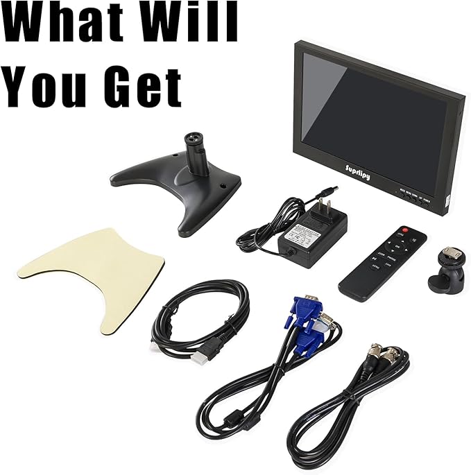 Suprlipy 10.1 Inch Mini Small HDMI Monitor 1920x1200 16:10 IPS Metal Housing LCD Color Display Screen Support HDMI/VGA/AV/BNC Earphone Input Built-in Dual Speakers for PC Security CCTV Camera RasPi