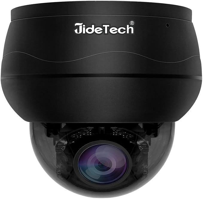 JideTech 10X Hybrid Zoom 4K 8MP Outdoor PTZ IP PoE Dome Camera Indoor, Auto Tracking, Human/Vehicle Detection,Pan Tilt Security Camera with 65ft IR Night Vision, 24/7 Recording, IP66, for Onvif NVR