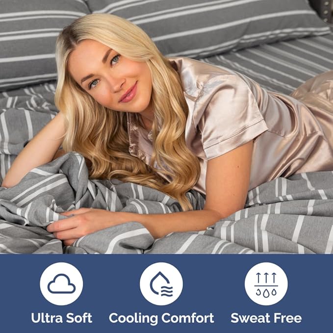 Full XL Bed Sheet Set - 4 Piece Extra Long Extended Full XL Sheets - Soft, Breathable & Cooling - Fits 8" to 16" Mattress with Deep Pockets - 54" x 80" - Wrinkle and Fade Resistant - Grey Stripes 3