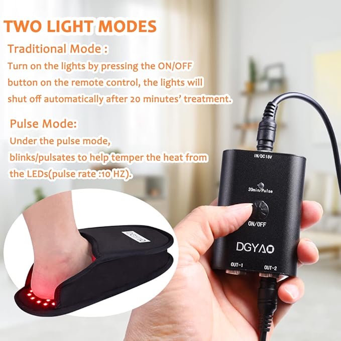 DGQY Upgraded Red Infrared Light Therapy for Feet Pain Relief FDA Cleared LED Light Therapy Slipper Device for Foot Toes Instep Heel Home Use (PS-HJ1)