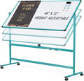 Mobile Whiteboard on Wheels, 48x32 Inches Rolling Whiteboard, Magnetic Dry Erase Board with Stand, Standing White Board for Office, School, Home, Large Double Sided White Board with Paper Pad