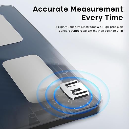 GE Smart Scale for Body Weight, BMI, Fat, Muscle Mass, Digital Bathroom Scales 500lbs Bluetooth 11.8" Large Platform Weighing Machine Health Monitor with App, Blue Button Control