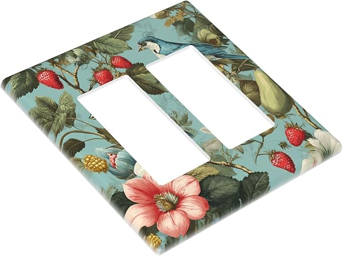 Bvtewkhz William Morris Flower 2 Gang Double Rocker Wall Plate Cover Decorative Light Switch Covers Electrical Faceplate Switch Plates for Bathroom Kitchen Home