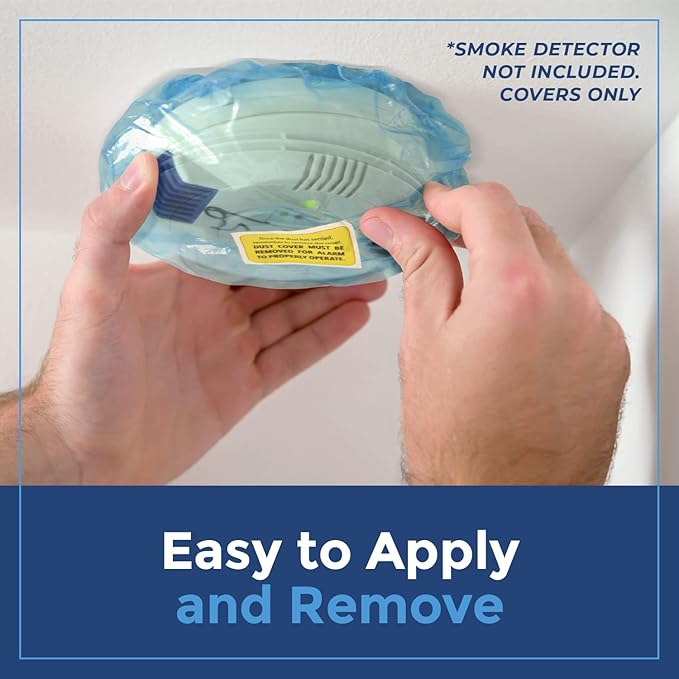 IMPRESA Pack of 12 Temporary Smoke Detector Cover Pack - Dust & Debris Barrier with Smoke Detector Dust Guard - Fire Alarm Cover for Renovation & Cooking - Alarm Caps for Construction