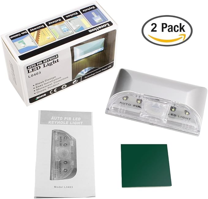 SENHAI 2 Pack Keyhole Light, Infrared IR Wireless Door Lock Lamp, Auto Sensor Motion Detector, 4 LED Bulbs