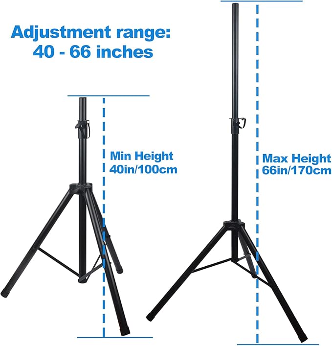 Howonder Speakers Stands,PA Speaker Stand,Speaker Tripod Stand,Adjustable Height from 40 to 66 Inches,Hold up to 110lbs,HD-100 (1 Packs,Black)