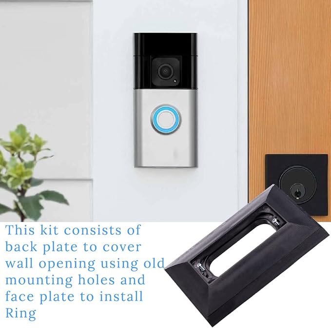 Doorbell Mounting Bracket Adapter Plate Compatible with Nutone M&S Intercom Ring and Similar Ring Doorbell Accessories Contains Hidden Screws Mount Video Door Bell Kits Black