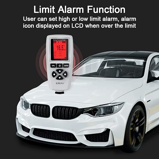 ERAY Mil Thickness Gauge, Coating Thickness Gauges, Paint Depth Gauge Meter with Backlight LCD Display for Car Automotive, Limit Alarm/Data Storage/Export Data/PC Software Analysis (Grey)