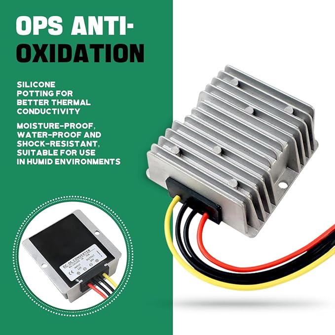 DC Buck Converter 36V/48V to 12V 20A 240W DC Step Down Converter Power Supply, Voltage Regulator for Car, Truck, Golf Cart, LED Light, CCTV(Input 35-60V)