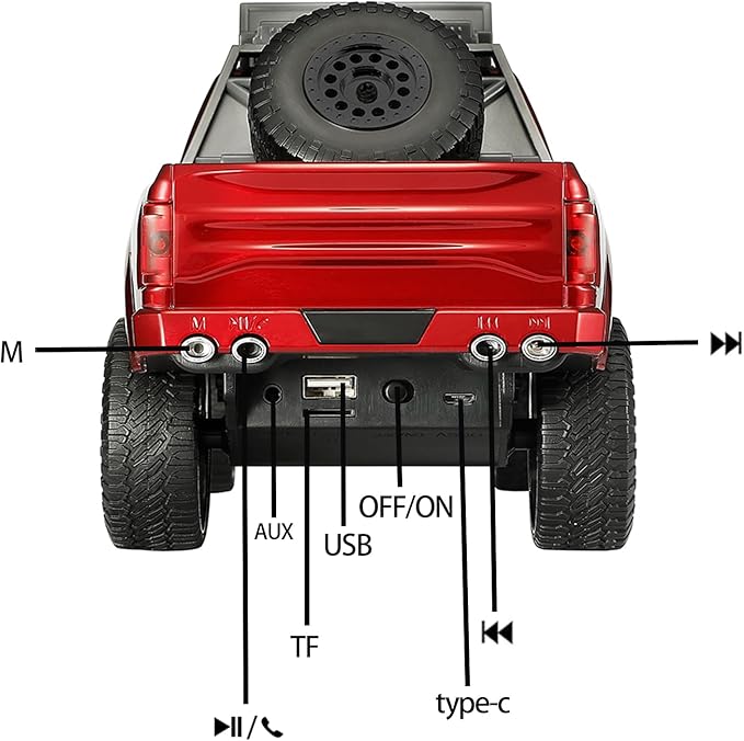 WS-589 Rugged Pickup Truck Bluetooth Replica Speaker – Portable Audio with TWS, LED Party Lights & HD Stereo | Unique Surprise Gift for Music & Truck Lovers(Red)