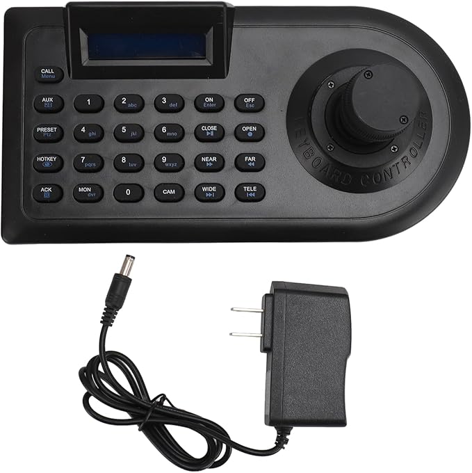 Yunseity PTZ Camera Joystick Controller, Dome IP PoE Camera Controller Keyboard with 3D Joystick, RS485 232, for PELCO D, for PELCO P, for Controlling 32 NVR DVRs 256 Ball Cameras (US Plug)