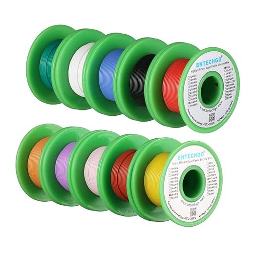 BNTECHGO 28 Gauge Silicone Wire Kit 10 Color Each 30 ft Flexible 28 AWG Stranded Tinned Copper Wire