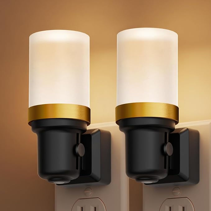 L LOHAS LED Night Light, 2 Pack Night Lights Plug into Wall, Dimmable Nightlight with Auto Light Sensor, 3000K Warm White 0-100LM, Plug in Night Light for Hallway Bedroom Bathroom