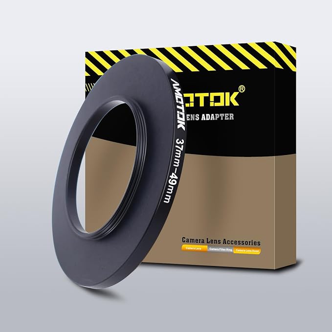 37mm Lens to 49mm Camera Lens Adapter, 37mm to 49mm Filter Step-up Ring Adapter by AMOTOK