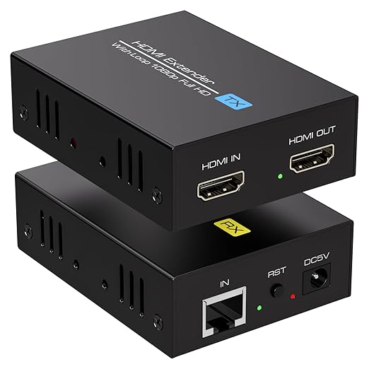 PVBCTCSID 400ft HDMI Extender Over Cat5e/6 1080P HDMI Monitor Extender Over Single Ethernet Up to 120m with Loop Output and Automatic EDID Functions