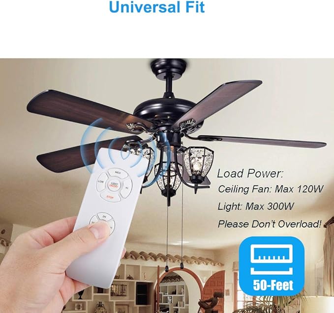 LPHUMEX Universal Ceiling Fan Remote Control Kit, 3-in-1 AC Motor Ceiling Fan Light Timing & Speed Remote, for Hunter/Harbor Breeze/Westinghouse/Honeywell/Other Ceiling Fan lamp