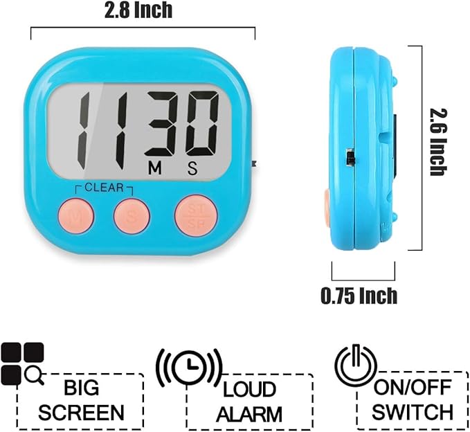 Classroom Timers for Teachers Kids Large Magnetic Digital Timer Teacher Supplies 2 Pack-Blue White