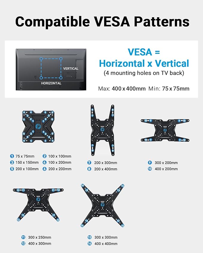 Pipishell Full Motion TV Wall Mount for Most 26-60 inch TVs, 55 inch Compatible, with Swivel, Tilt, Extension, Single Stud Articulating TV Mount Bracket, Holds up to 77 lbs, Max VESA 400x400mm, PIMF11
