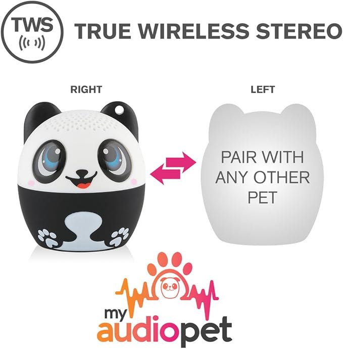 My Audio Pet Mini Bluetooth Animal Wireless Speaker for Kids of All Ages - True Wireless Stereo – Pair with Another TWS Pet for Powerful Rich Room-Filling Sound (Pandamonium)