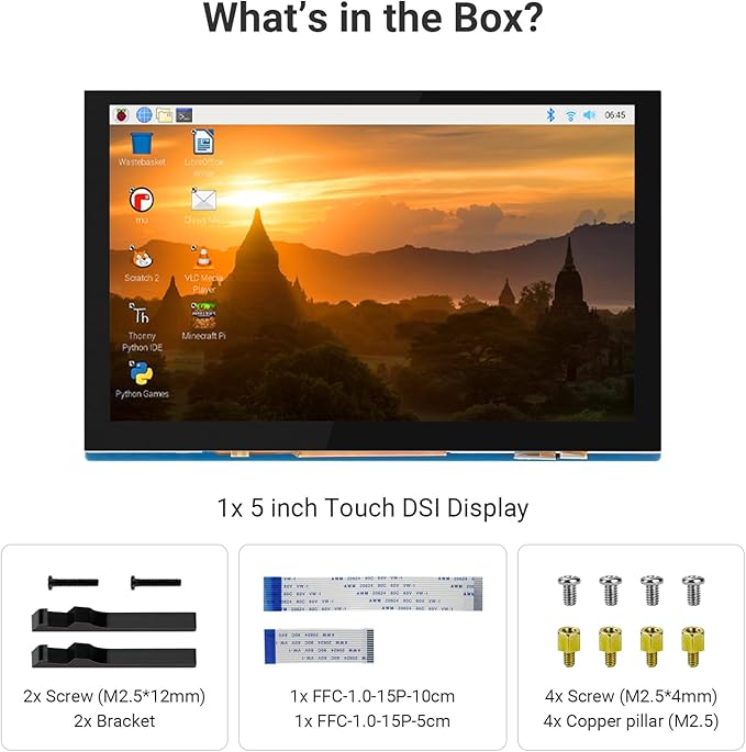 ELECROW 5 Inch Touchscreen Monitor for Raspberry Pi, 800x480 IPS DSI LCD Capacitive Touch Screen Display with Acrylic Stand, Plug and Play, PWM Backlight Control, for Raspberry Pi 5/4/3 (No HDMI)