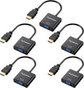 HDMI to VGA Adapter 5 Pack, Gold-Plated HDMI to VGA Converter (Male to Female), Compatible for Computer, Laptop, PC, Monitor, Projector, HDTV, Chromebook, Raspberry Pi, Roku, Xbox and More
