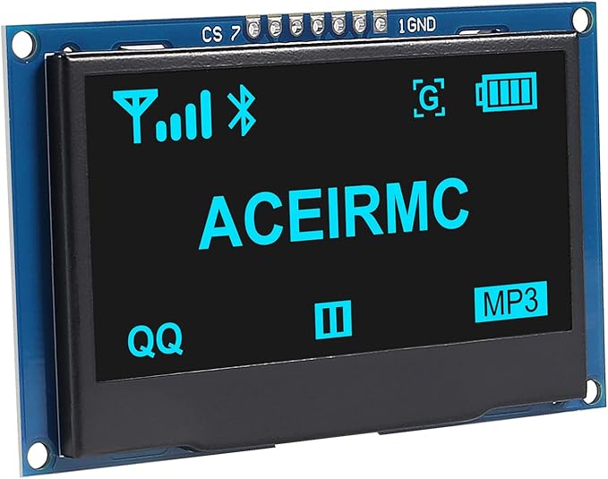 ACEIRMC 2.42 inch 128x64 OLED LCD Display Module SSD1309 7 Pin SPI/IIC I2C Serial Interface for Arduino UNO R3 (Blue)