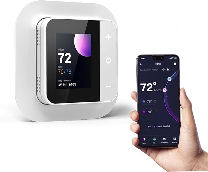 vine Smart Thermostat for House, WiFi Thermostats for Home Compatible with Alexa and Google Assistant, 7day x 8period Programmable, Energy Star Certified, C-Wire Required