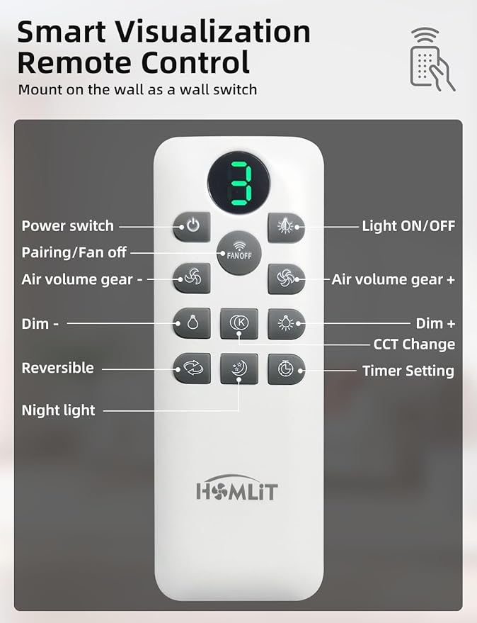 Homlit 42 inch Smart Ceiling Fan with Light, Low Profile Flush Mount with Remote Control, Ultra-Quiet Reversible DC Motor, 3 Color Temperatures & 6 Speed Dimmable Lighting for Bedroom, White