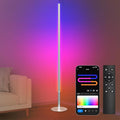 Marlrin RGBW Floor Lamp, Color Changing Standing LED Corner Lamp, Modern Lamp with Music Sync, Compatible with Alexa，Wi-Fi APP and Remote Control, 57.8" Floor Lamp for Living Room and Bedroom, Silver