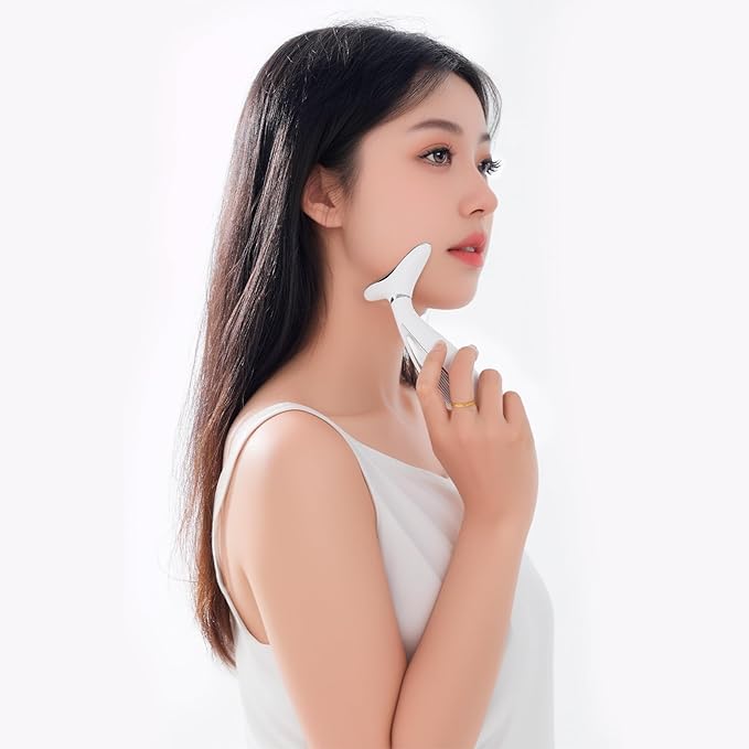 Sveekery Facial Sculptor with Red Light Therapy, Microcurrent & Vibration Massager, Portable Anti-Aging Device for Face and Neck Care, Wrinkle Reducer Face Lift Tool (White) – Valentine’s Gift