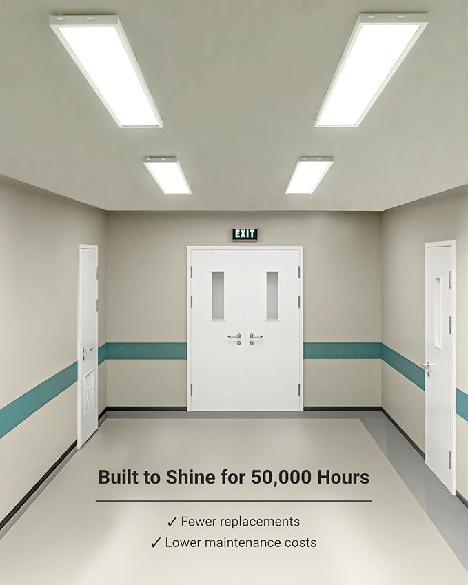 Sunco 1x4 LED Flat Panel Light Fixture 50W Selectable Brightness 3750/5000/5700LM Selectable Color Temperature 3500K/4000K/5000K 0-10V Dimming Matte White Drop Ceiling Office Lights ETL 2 Pack