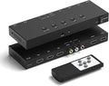 RuiPuo 4In to 2Out HDMI/AV Switch (1 AV Input+3 HDMI 2.0 Inputs) RCA to 2Port HDMI Converter for PS1/2/3/4/5, N64, SNES, Switch, DVD, Roku etc.