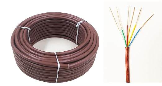 Eastwire 18/6 50ft Thermostat Wire- Brown - Solid Copper 18 Gauge, 6 Conductors - CL2 (ETL Listed) - Residential, Commercial and Industrial Rated (18/6, 50ft)