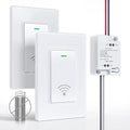 Wireless Light Switch and Receiver Kit (2V1), Self-Powered (No Battery Required), No WiFi Needed, Remote Control Lighting Switch for Indoor and Outdoor Light Fixtures