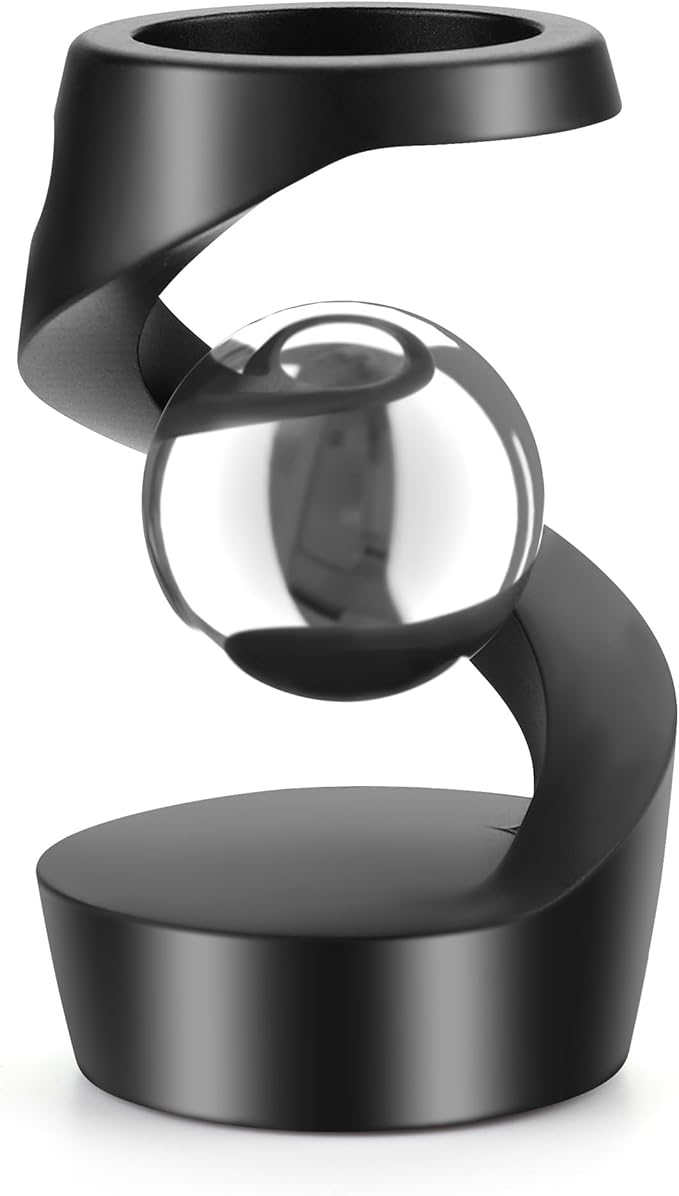 Kinetic Desk Toys, Metal Fidget Toys for Office, Adults & Kids, Optical Illusion Toys, Black Silver