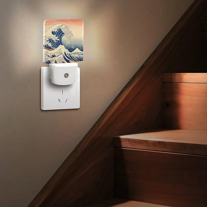 YKJAHSD Ocean Waves Night Light, Plug into Wall Decor Nightlights for Bedroom, Bathroom, Hallway, Kitchen, with Dusk to Dawn Light Auto Sensors LED Night Lights for Boys Girls Women Men Room Gifts
