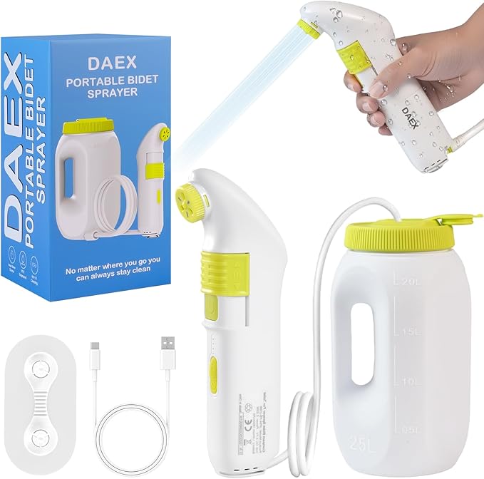 Portable Bidet for Travel，Handheld Electric Bidet Sprayer with 2.5L Water Bottle for Waterproof Handheld Sprayer for Personal Hygiene，1600mAh Battery, 70-Minute Usage, 1300ML/Min Flow, USB-C