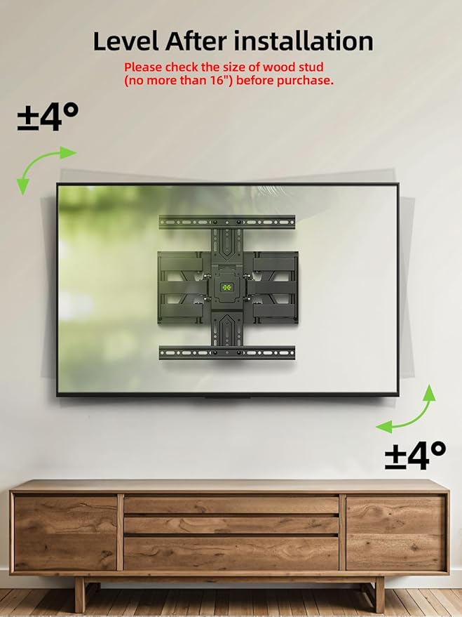 USX MOUNT Ultra Slim TV Wall Mount 37-75 Inch TVs Mount with Swivel and Tilt, Low Profile Full Motion Bracket with Articulating Dual Arms, Up to VESA 400X400 mm Max 16" Wood Studs, Holds 99lbs