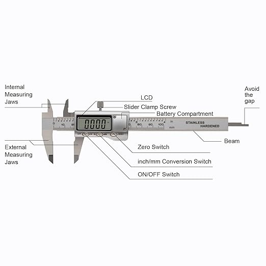 SCITOOLS All-Metal Small Digital Caliper 0-4" Mini Measuring Tool, Micrometer Caliper with Auto-Off Feature, Interchangeable Between inches and millimeters for DIY/Household and 3D Printing
