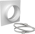 Repa Market 6" Inch Duct Connector Flange with 2 Clamps - Plastic Straight Pipe Flange for Heating Cooling - Ducting Coupling Wall Plate with Adjustable Stainless Steel Hose Clamps